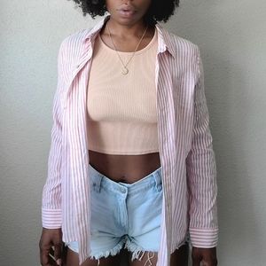 Red and White Striped Button Down